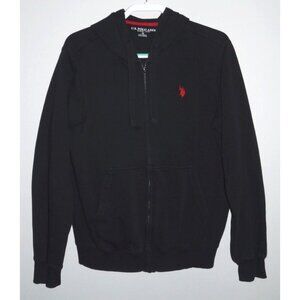 US POLO ASSN black full zip hoodie sweatshirt jacket ADULT size M